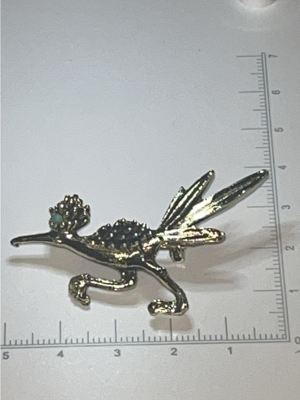 Vintage Roadrunner Brooch Turquoise Color Eye Gold Tone broach